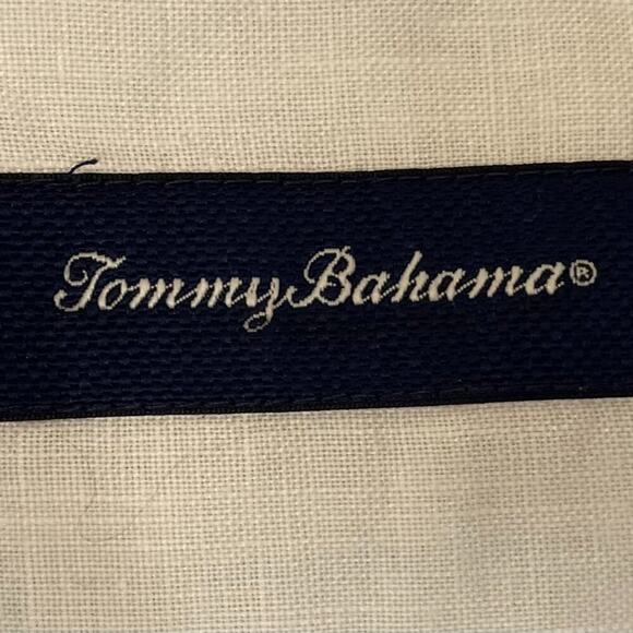 Tommy Bahama Linen Hawaiian White Button Down Short Sleeve Shirt Blue Floral XL - Picture 10 of 14